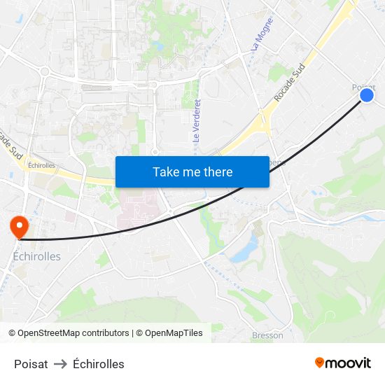 Poisat to Échirolles map