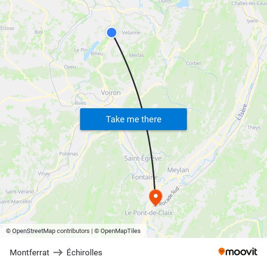 Montferrat to Échirolles map