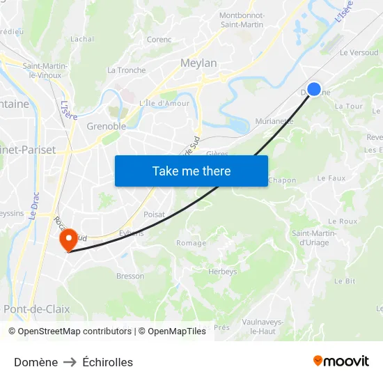Domène to Échirolles map