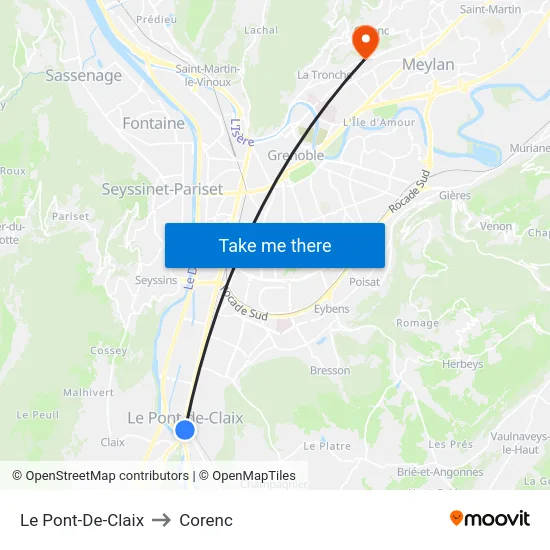Le Pont-De-Claix to Corenc map