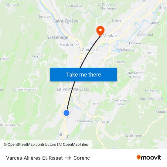 Varces-Allières-Et-Risset to Corenc map
