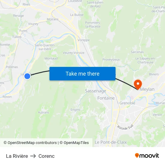 La Rivière to Corenc map