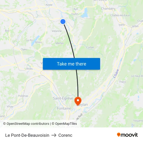 Le Pont-De-Beauvoisin to Corenc map