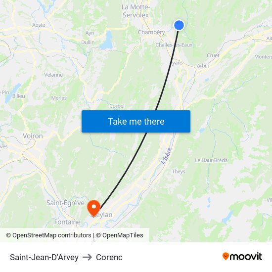 Saint-Jean-D'Arvey to Corenc map