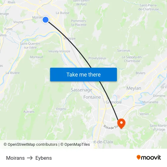 Moirans to Eybens map