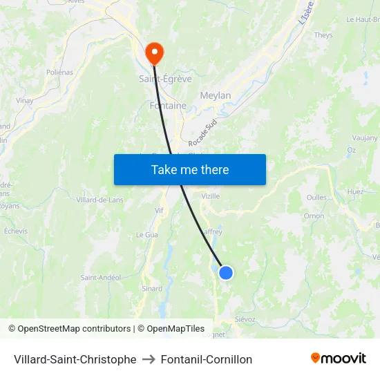Villard-Saint-Christophe to Fontanil-Cornillon map