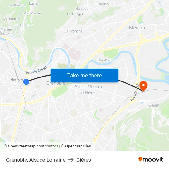 Grenoble, Alsace-Lorraine to Gières map