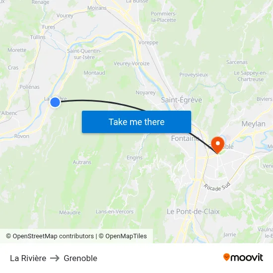 La Rivière to Grenoble map
