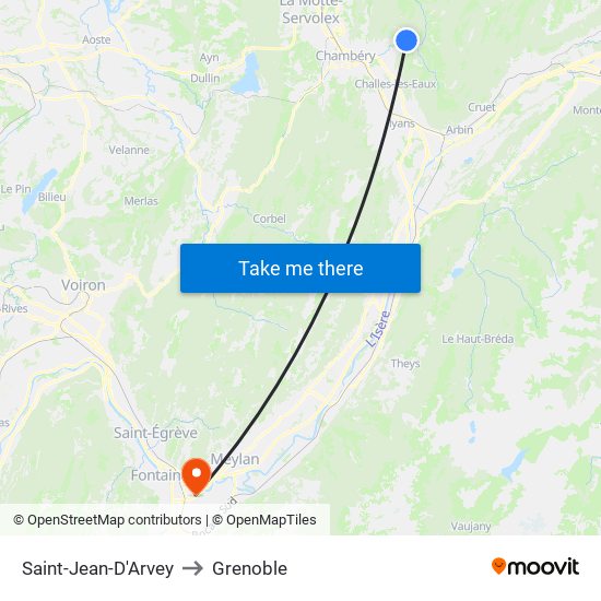 Saint-Jean-D'Arvey to Grenoble map