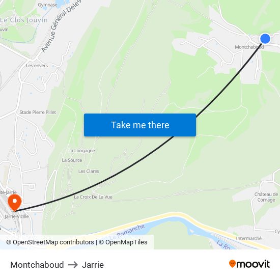 Montchaboud to Jarrie map