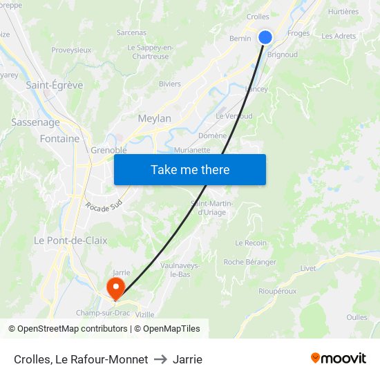 Crolles, Le Rafour-Monnet to Jarrie map