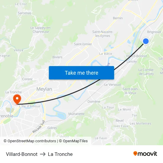 Villard-Bonnot to La Tronche map