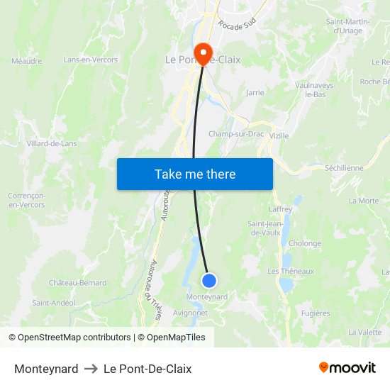 Monteynard to Le Pont-De-Claix map