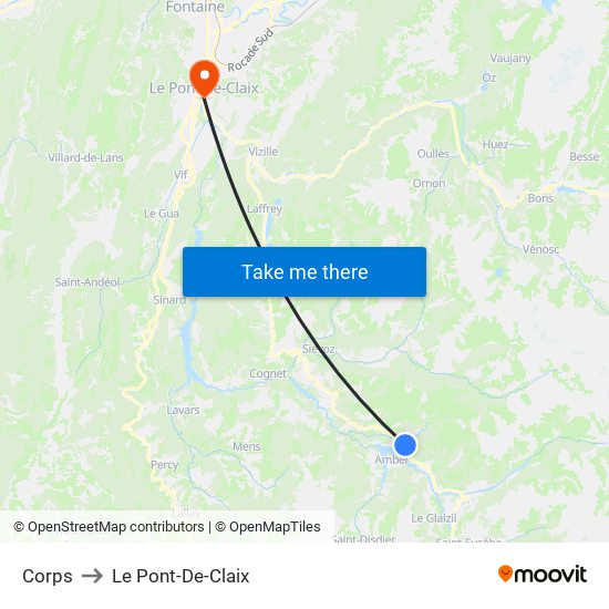 Corps to Le Pont-De-Claix map