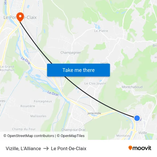 Vizille, L'Alliance to Le Pont-De-Claix map