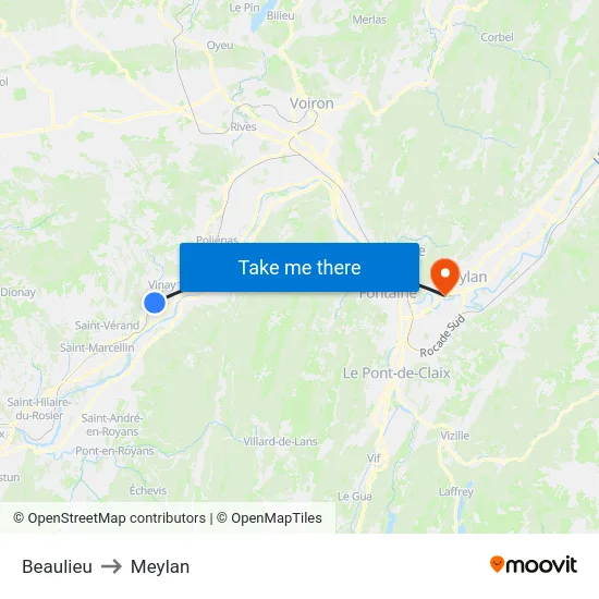 Beaulieu to Meylan map