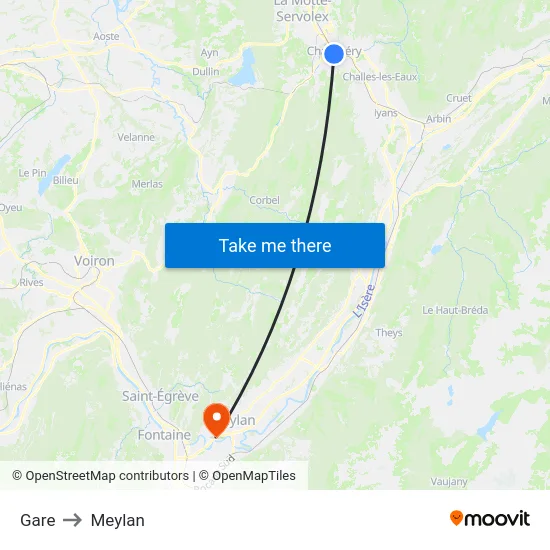 Gare to Meylan map