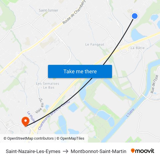 Saint-Nazaire-Les-Eymes to Montbonnot-Saint-Martin map