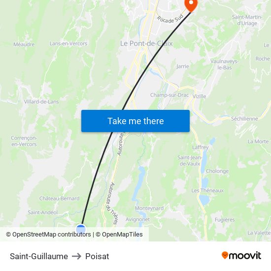 Saint-Guillaume to Poisat map