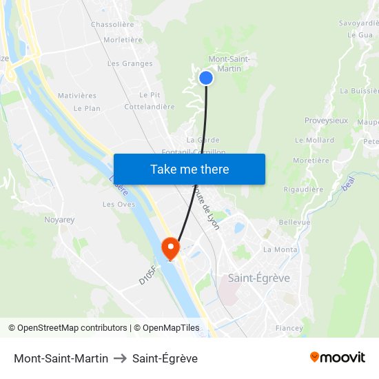 Mont-Saint-Martin to Saint-Égrève map