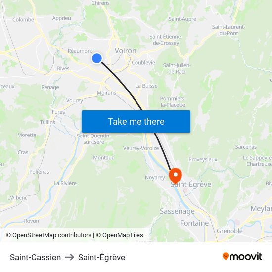 Saint-Cassien to Saint-Égrève map