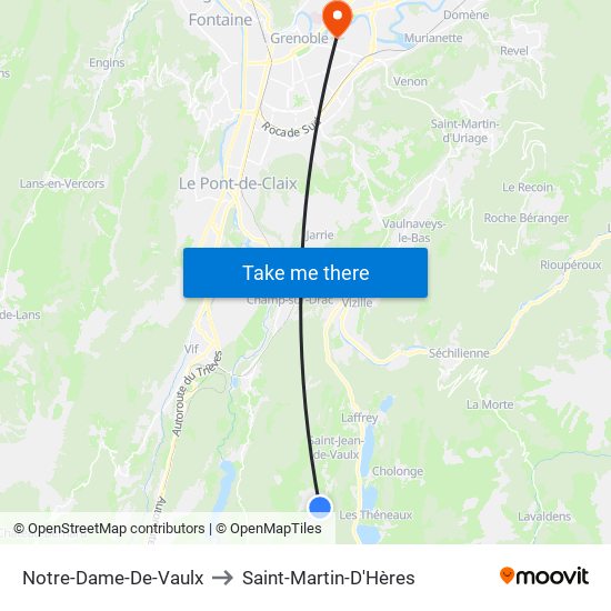 Notre-Dame-De-Vaulx to Saint-Martin-D'Hères map