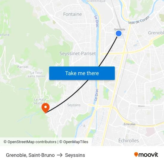 Grenoble, Saint-Bruno to Seyssins map