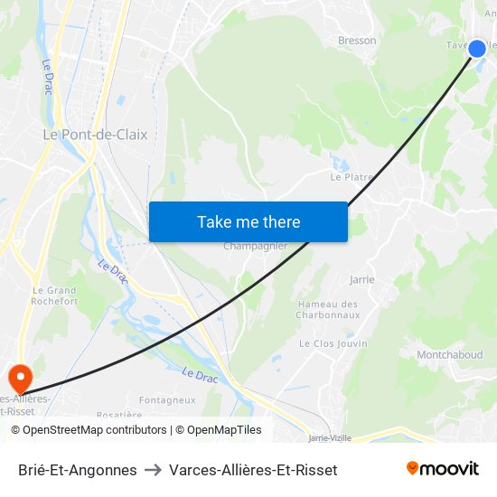 Brié-Et-Angonnes to Varces-Allières-Et-Risset map