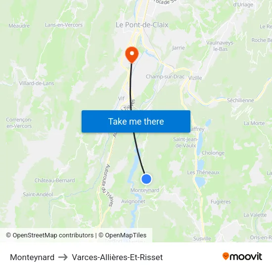 Monteynard to Varces-Allières-Et-Risset map