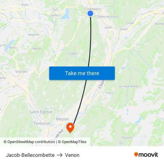 Jacob-Bellecombette to Venon map