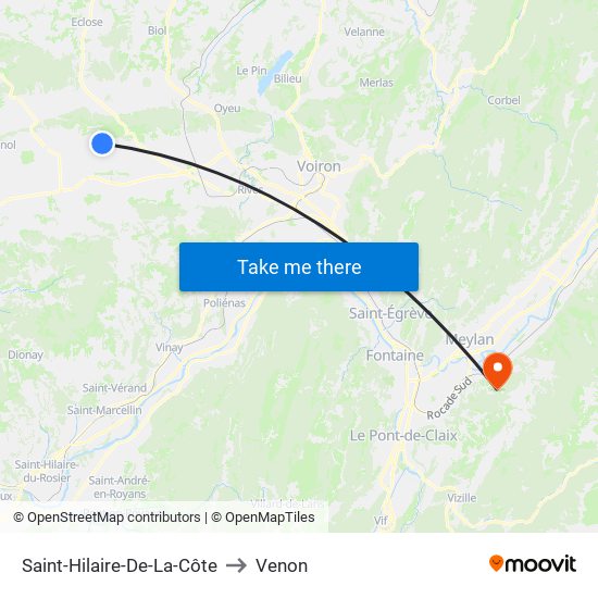 Saint-Hilaire-De-La-Côte to Venon map