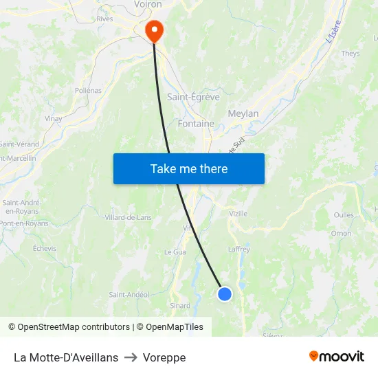 La Motte-D'Aveillans to Voreppe map