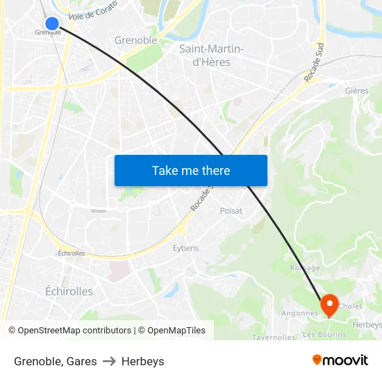 Grenoble, Gares to Herbeys map