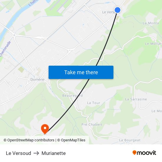 Le Versoud to Murianette map