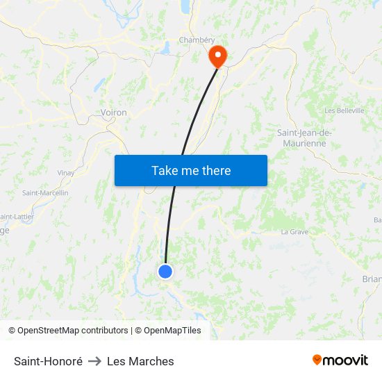 Saint-Honoré to Les Marches map