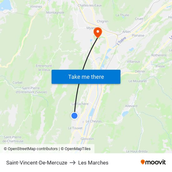 Saint-Vincent-De-Mercuze to Les Marches map