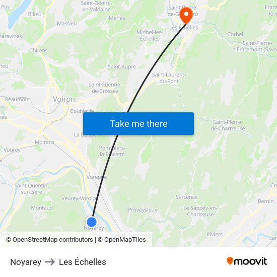 Noyarey to Les Échelles map