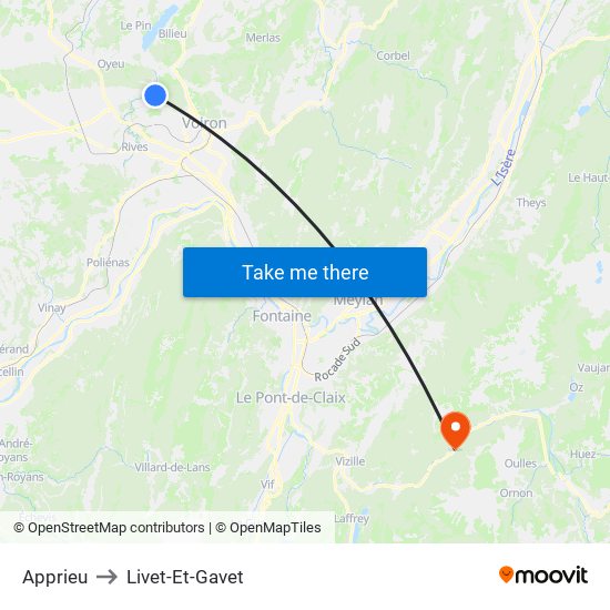 Apprieu to Livet-Et-Gavet map