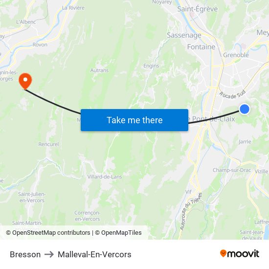 Bresson to Malleval-En-Vercors map