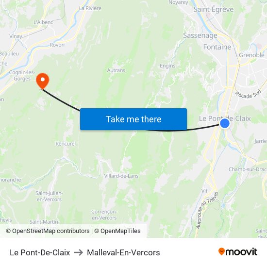 Le Pont-De-Claix to Malleval-En-Vercors map