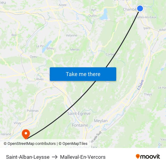 Saint-Alban-Leysse to Malleval-En-Vercors map