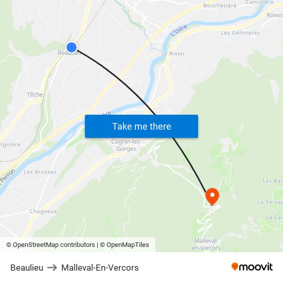 Beaulieu to Malleval-En-Vercors map