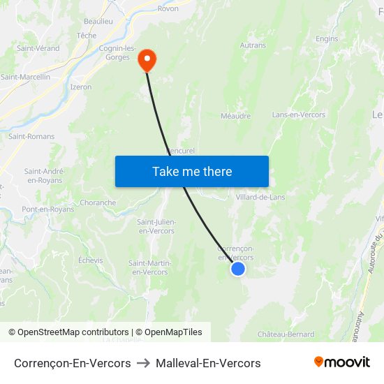 Corrençon-En-Vercors to Malleval-En-Vercors map