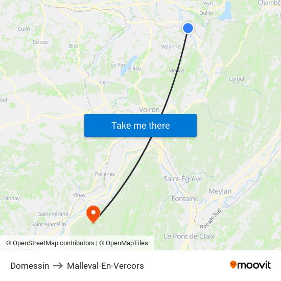 Domessin to Malleval-En-Vercors map