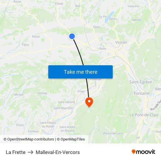 La Frette to Malleval-En-Vercors map