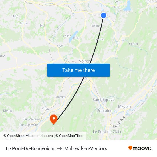 Le Pont-De-Beauvoisin to Malleval-En-Vercors map