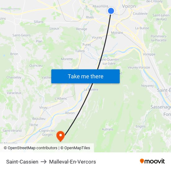 Saint-Cassien to Malleval-En-Vercors map