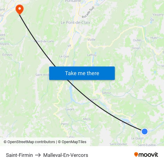 Saint-Firmin to Malleval-En-Vercors map