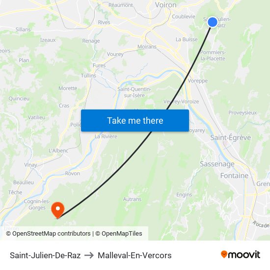 Saint-Julien-De-Raz to Malleval-En-Vercors map