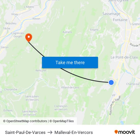 Saint-Paul-De-Varces to Malleval-En-Vercors map